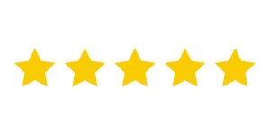 Five yellow stars customer product rating.